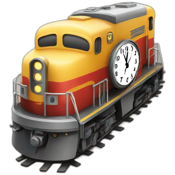 Train with clock emoji