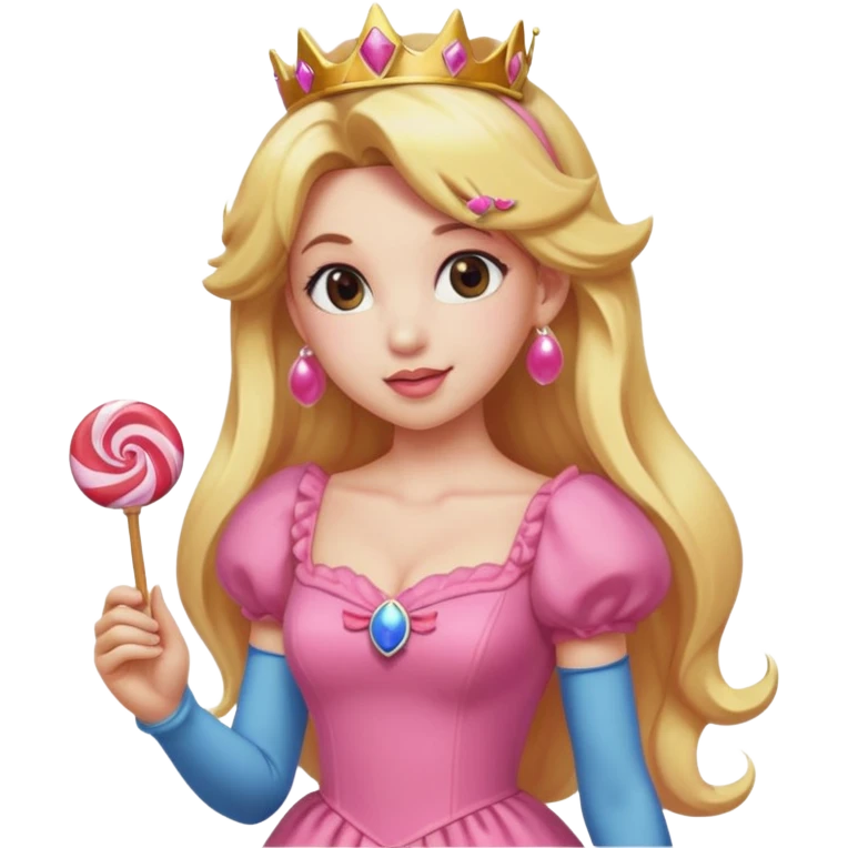 Princess peach with a lollipop emoji