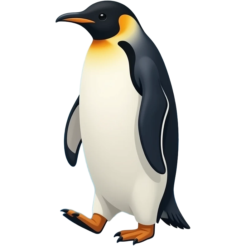 Penguin walking towards the icy snow covered mountains emoji