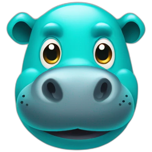 hippo with Googly eyes color turquoise emoji