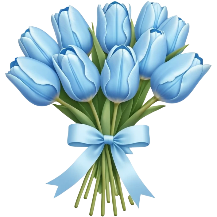 light blue tulip bouquet with ribbon emoji