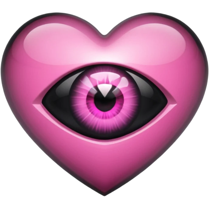 A black heart crystal with a pink eye in the center emoji