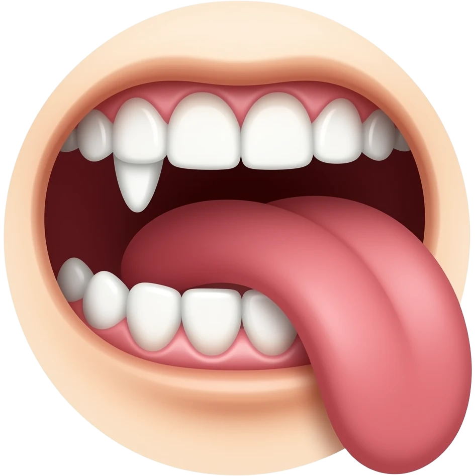 Un doigt mordue par la canine dans ma bouche emoji