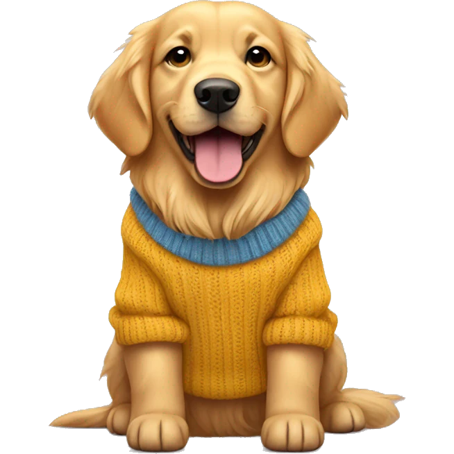 Golden retriever wearing sweater emoji
