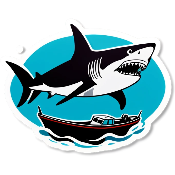 Shark swimming by a boat emoji