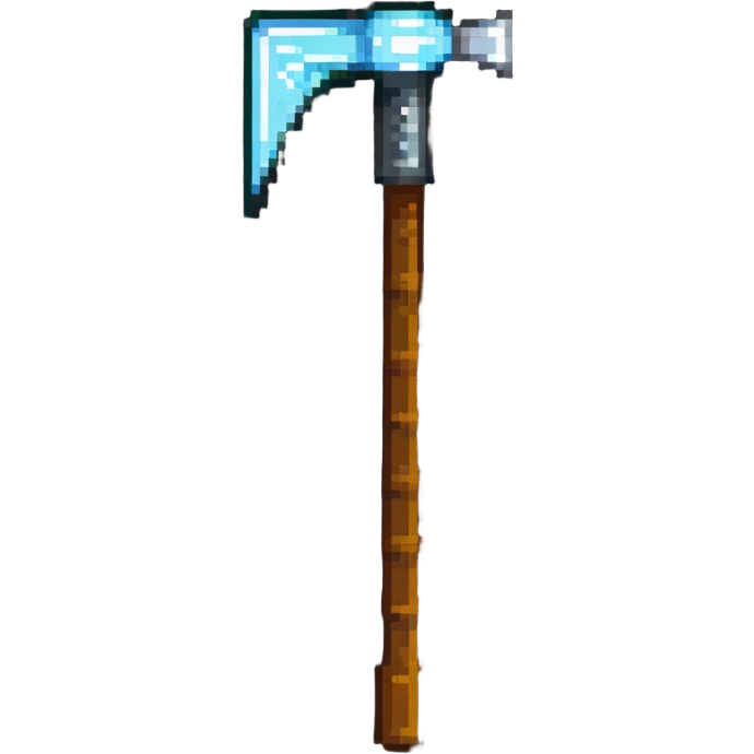 pixelated Minecraft diamond pickaxe with brown handle emoji