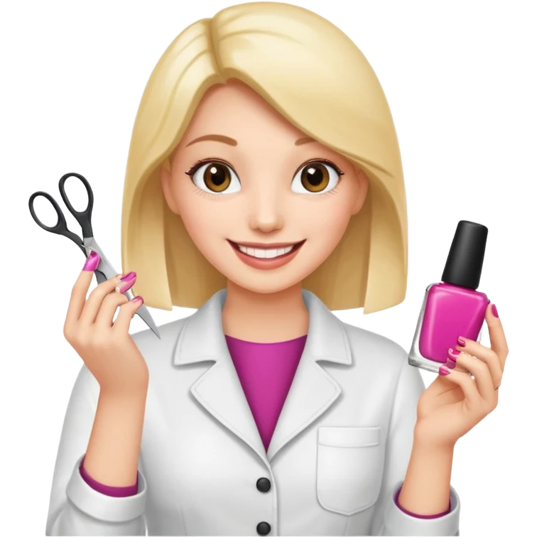 МАСТЕР МАНИКЮРА В ОДНОЙ РУКЕ ЛАК В ДРУГОЙ РУКЕ НОЖНИЦЫ emoji