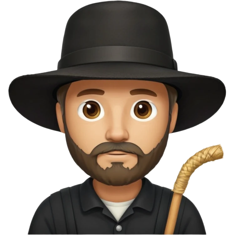 Puritan farmer male middle age with beard black clothes straw hat amish emoji