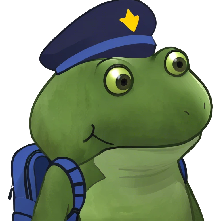 bufo wearing hat and backpack emoji