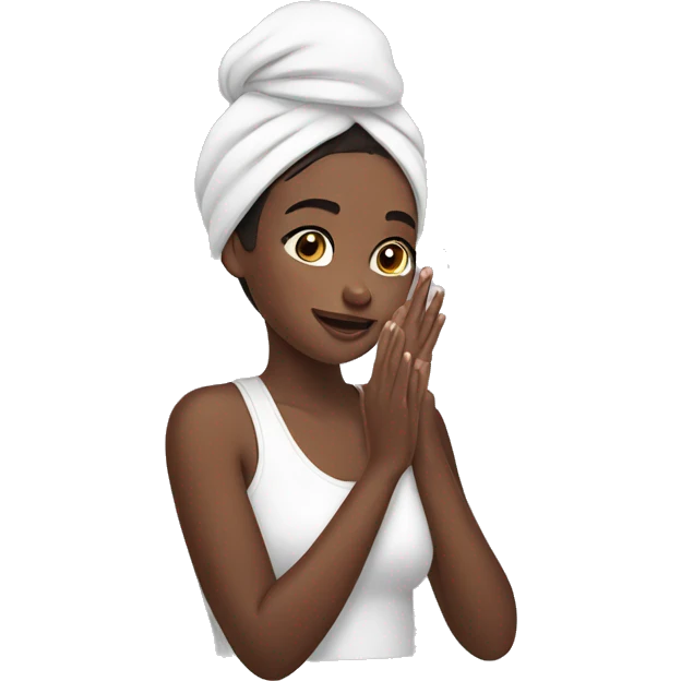 Girl putting on skin care emoji