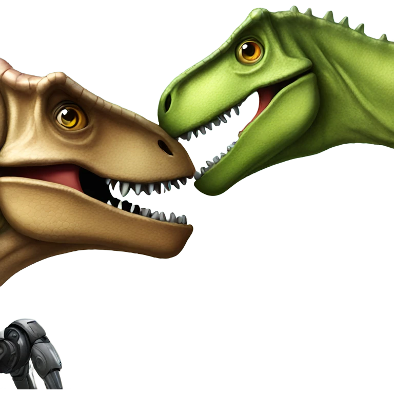 Dinosaur kissing robot emoji