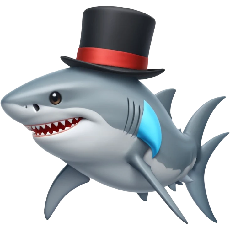 Shark with a top hat emoji