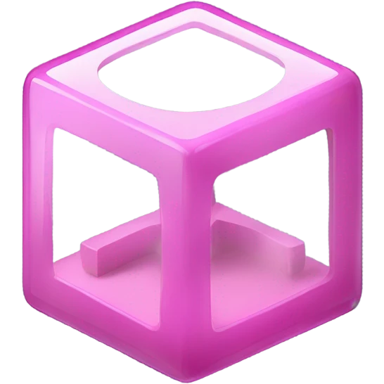 pink cube inside another glass cube isometric view emoji