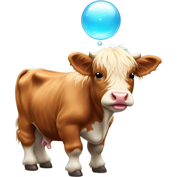 Highland baby cow blowing a bubble  emoji