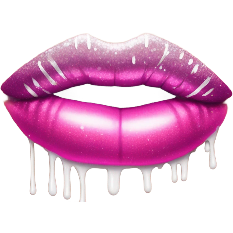 White paint dripping from hot pink ombre glittery lips emoji