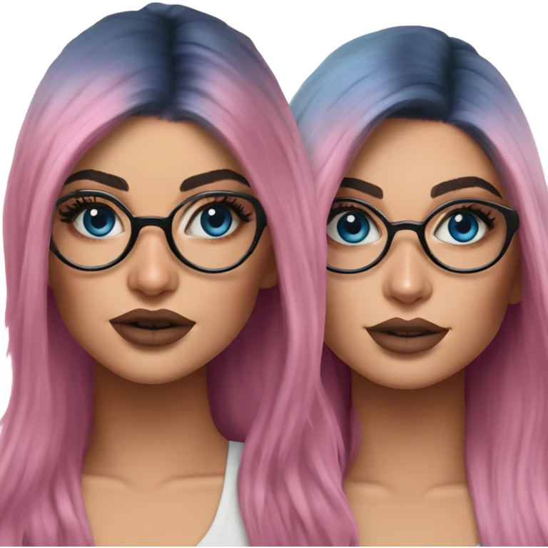 Hyper Realistic kylie jenner pink hair blue eyes and glasses  emoji