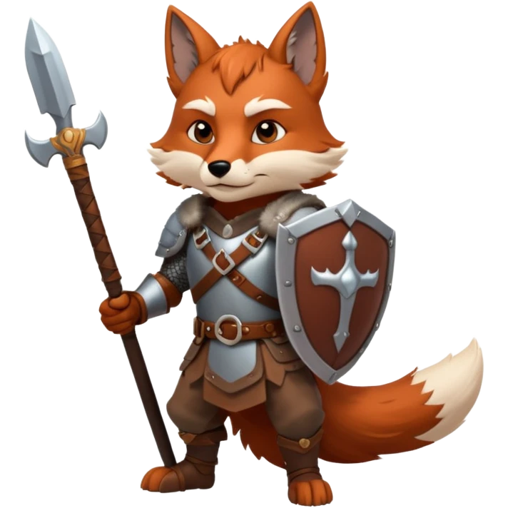 valorous Viking fox in Valhalla, detailed armor, heroic pose, glowing sky emoji