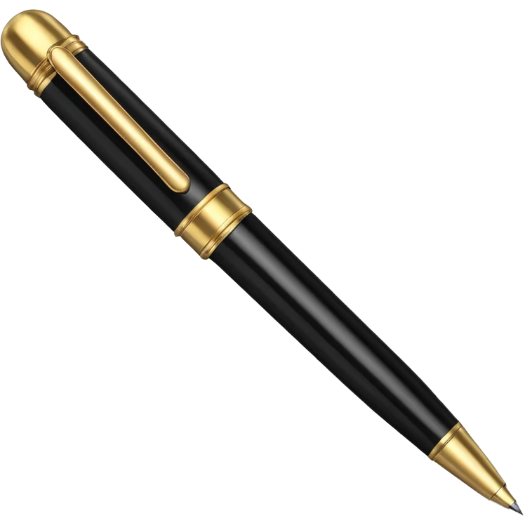 3D perspective academic premium golden luxury black pen emoji