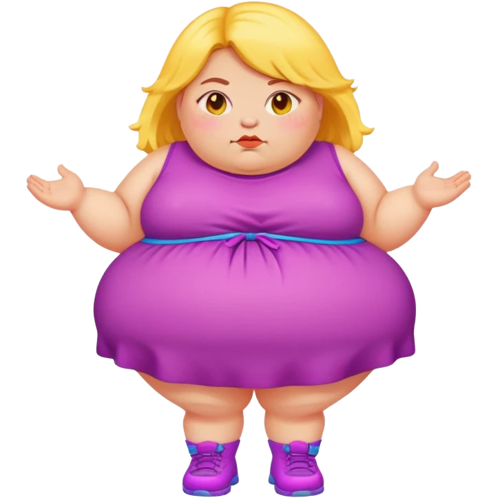 girl with ugly outfit really ugly too bright amazing colors but obese very fat girl emoji