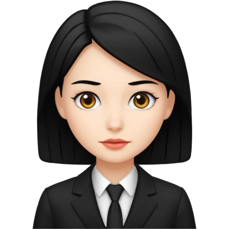 👩🏻‍⚖️ i need an image like this for a political analays with black hair and blck suit emoji