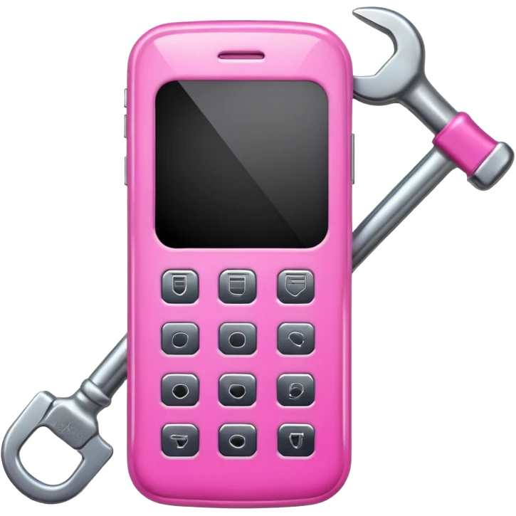 pink cellphone with a wrench emoji