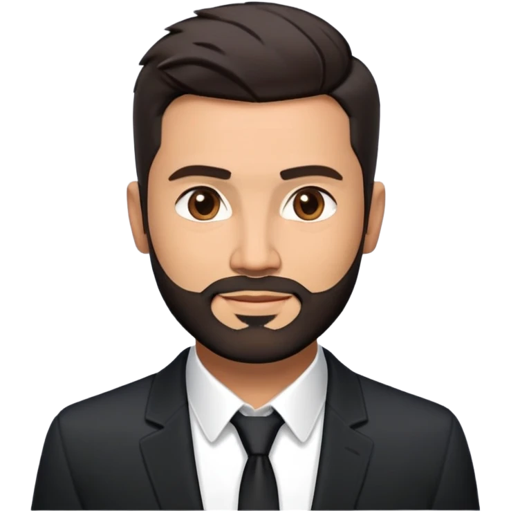 Good-looking broad-shouldered TV host in his mid-40s with light brown skin, short black hair with defined fade, light scruff beard, square face with pronounced jawline, friendly expression, open black jacket, white shirt with open collar and no tie emoji