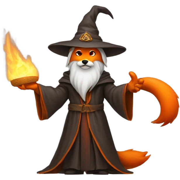 (wizard) holding  (fire fox) emoji