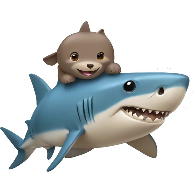 Blue Shark with a happy Capybara sitting on its back emoji