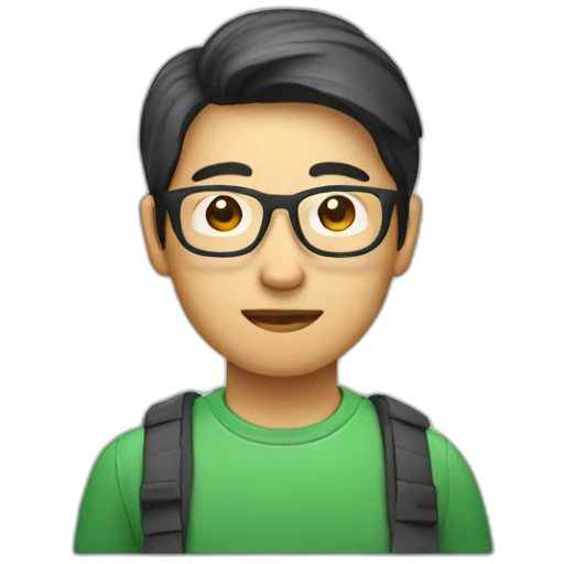 Apple style Asian developer with glasses emoji