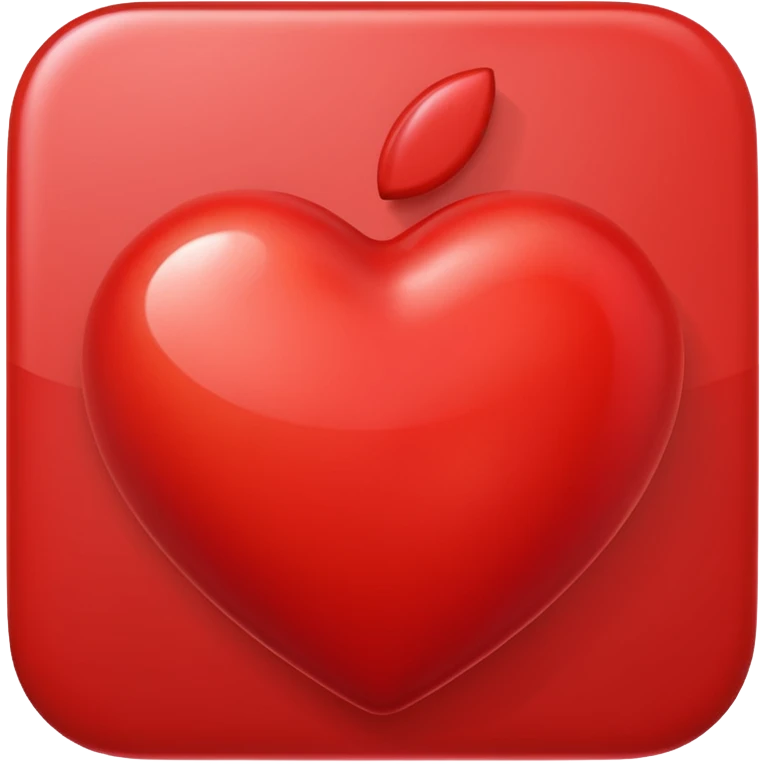 red heart emoji, glossy and vibrant, apple style emoji