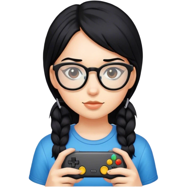gamer, black hair girl with glasses emoji