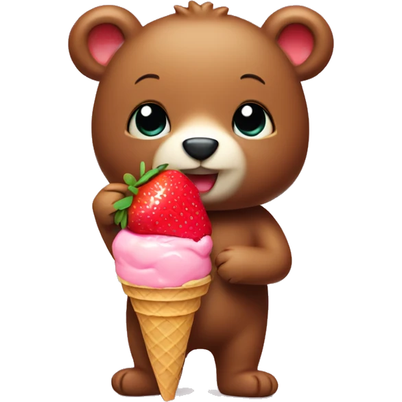 little bear holding strawberry ice cream  emoji