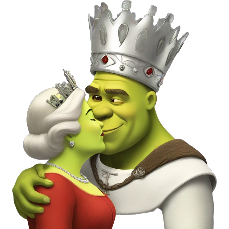 Shrek kissing the queen emoji