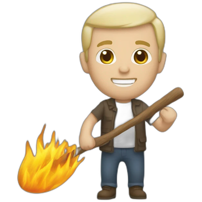 White man holding the word “Sate” emoji