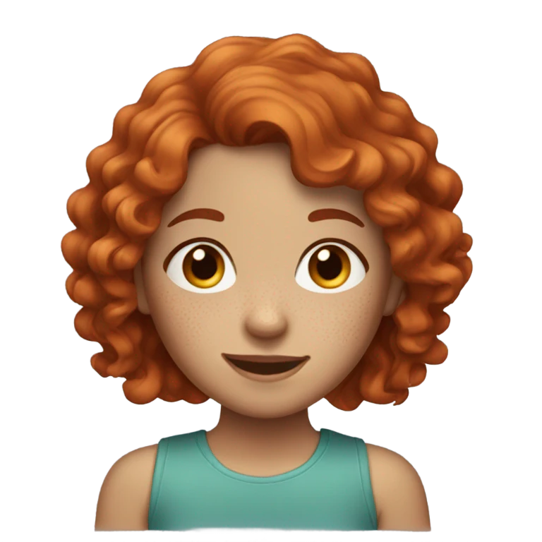 red-haired girl with wavy hair and freckles emoji