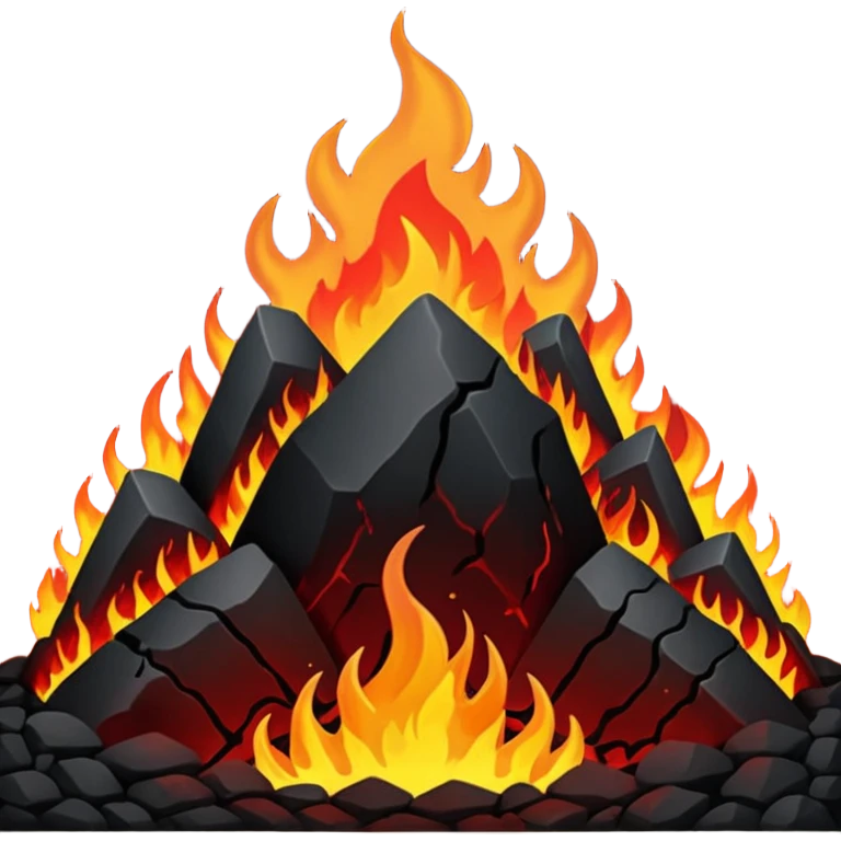 hell view with Red and black with fire with coal emoji