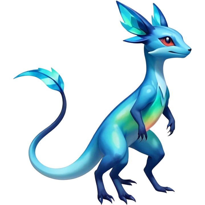 Colorful Iridescent Exotic Salandit-Aurorus-Glaceon-Fakémon-hybrid-creature (full body)  emoji
