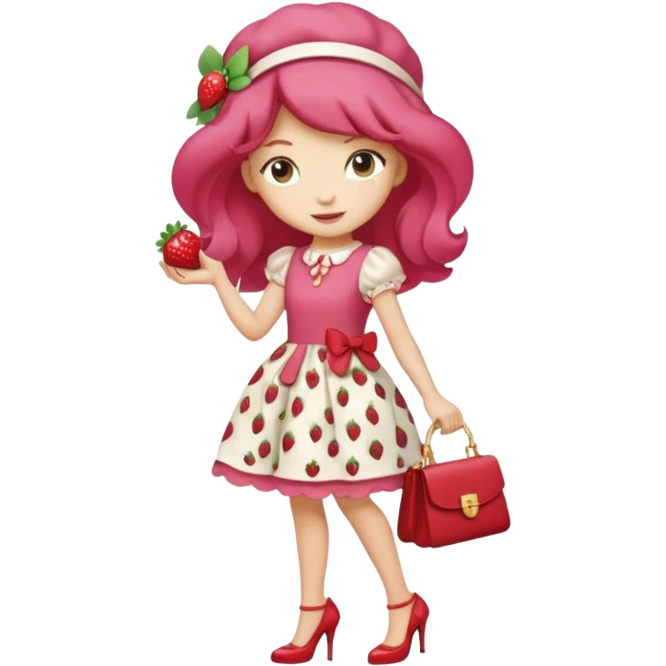 pretty and cute realistic modern day strawberry shortcake full body with high heels emoji emoji