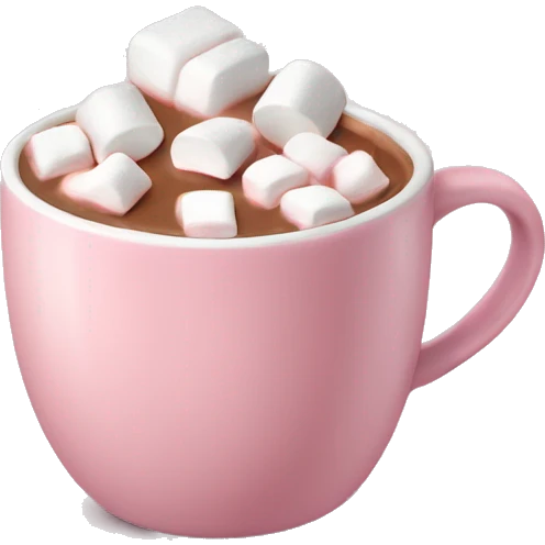 Light Pink mug of hot chocolate with marshmallows  emoji