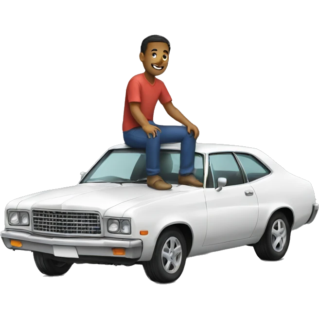 man sitting on top of car emoji