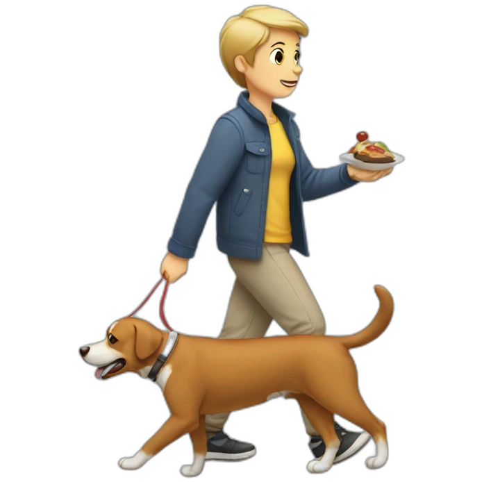 eating-and-walking-the-dog emoji