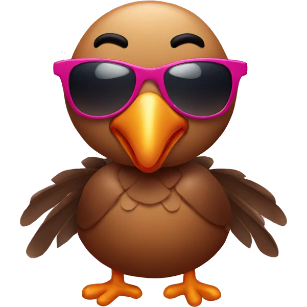 Turkey with sunglasses and beach shorts emoji