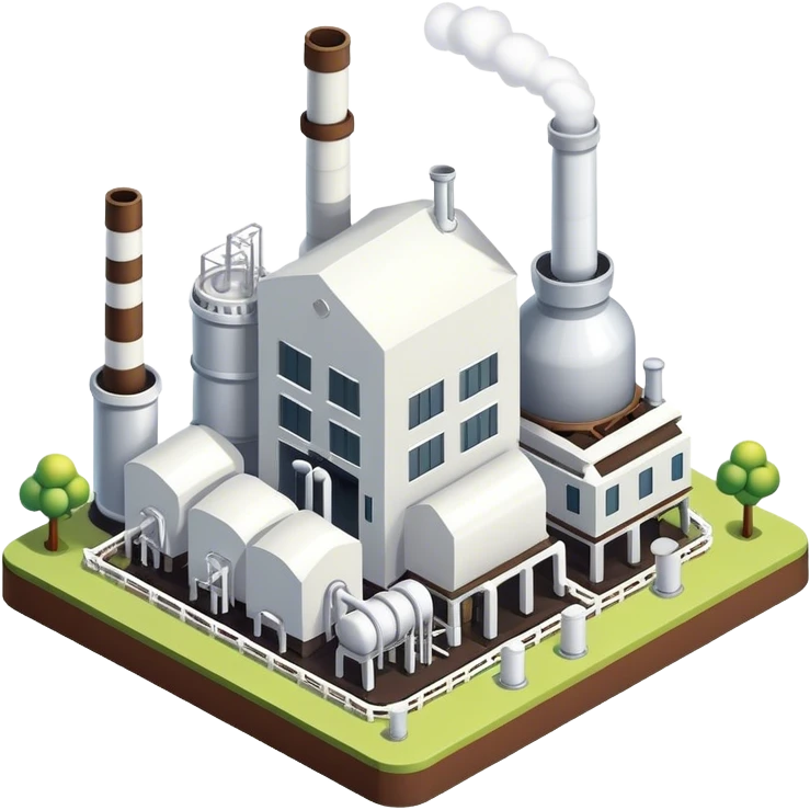 Isometric small white sugar factory  emoji
