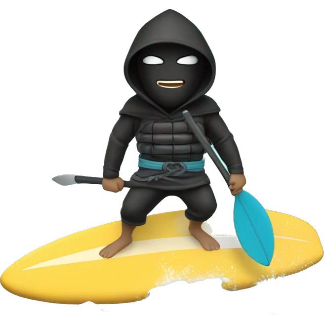 Sea ninja with hoodie on surfboard  emoji
