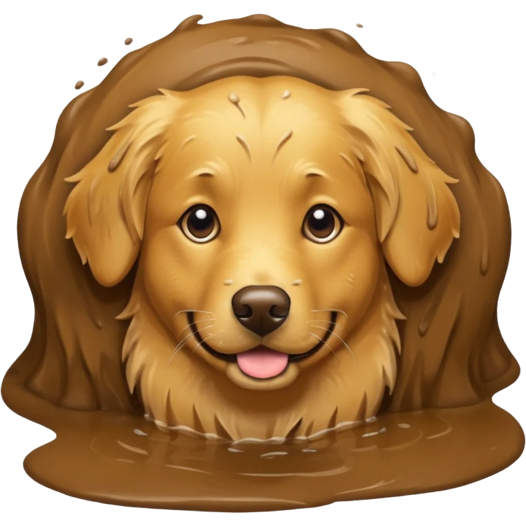 Golden retriever with mud all over its face emoji