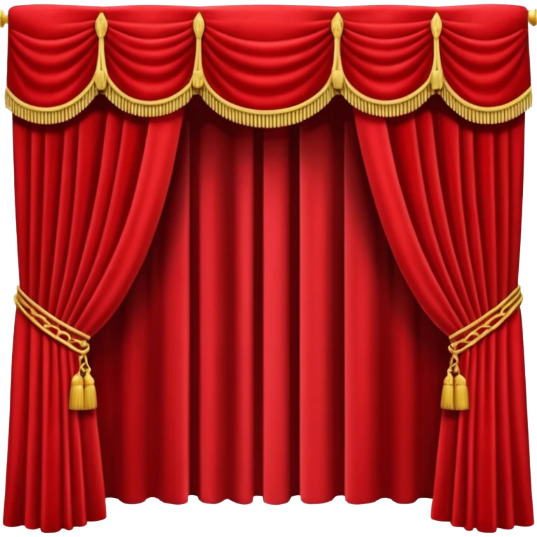 Simple, opened red theatre curtains with black background  emoji