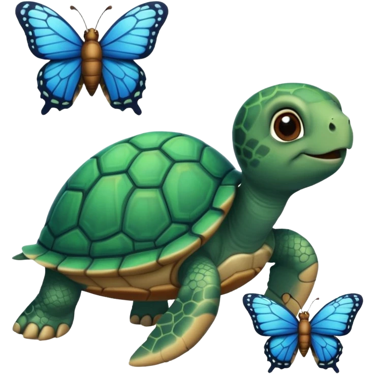 Cute turtle with butterfly  emoji