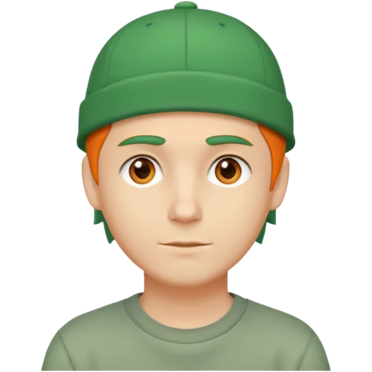 white guy, short green hair, orange cap worn backwards, casual street style emoji