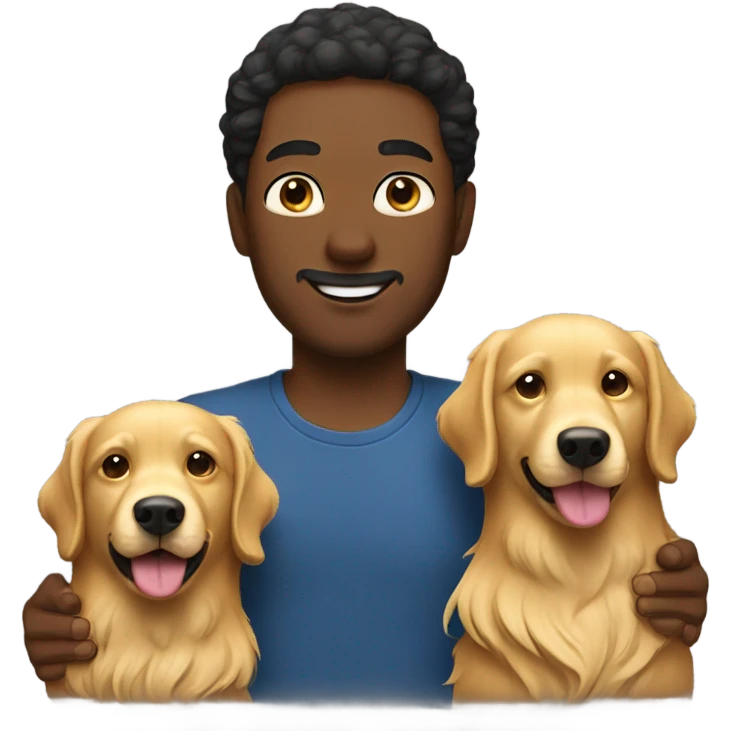 Two men with golden retriever emoji