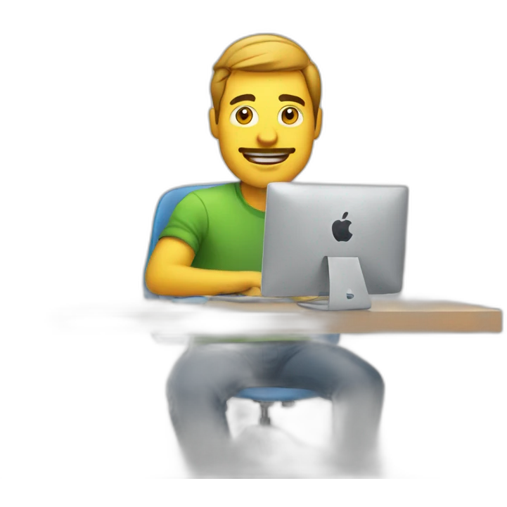 man designing using IMac emoji
